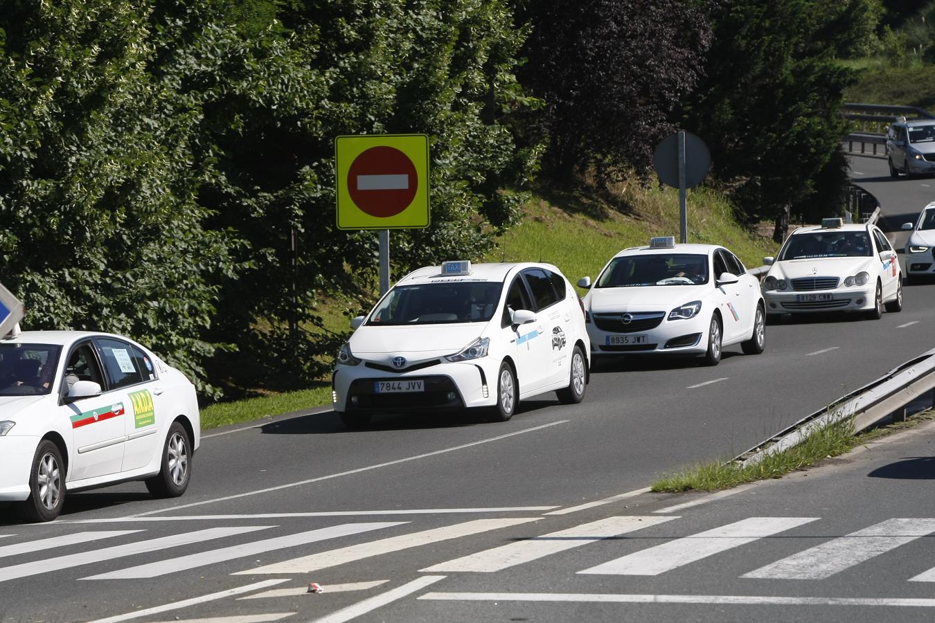 Fotos: Los taxistas también protestan en Torrelavega, con una marcha lenta por la ciudad