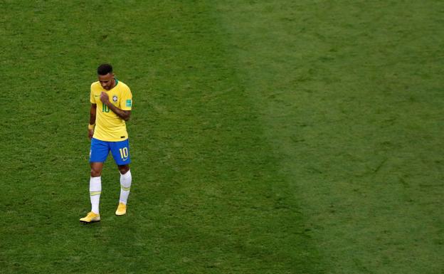 Neymar durante el partido contra Bélgica durante el Mundial