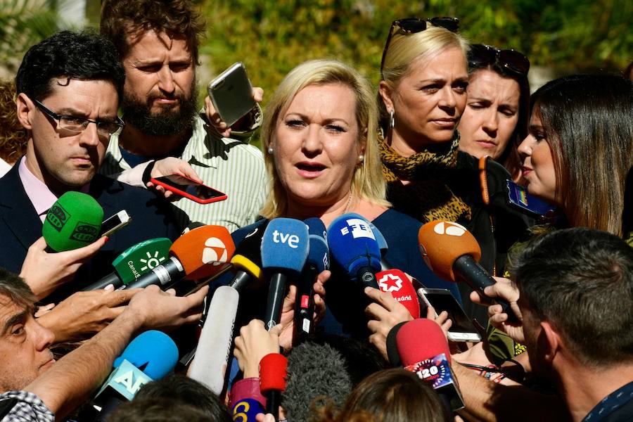 Inés Madrigal en declaraciones a los medios a las puertas de la Audiencia Nacional de Madrid.