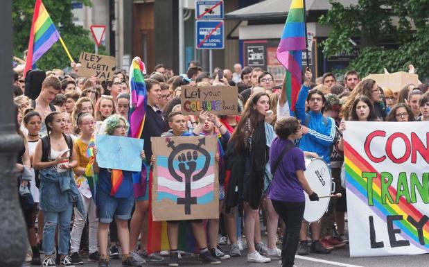 Imagen del 30 de junio, de la primera movilización en Cantabria del colectivo LGTBI.