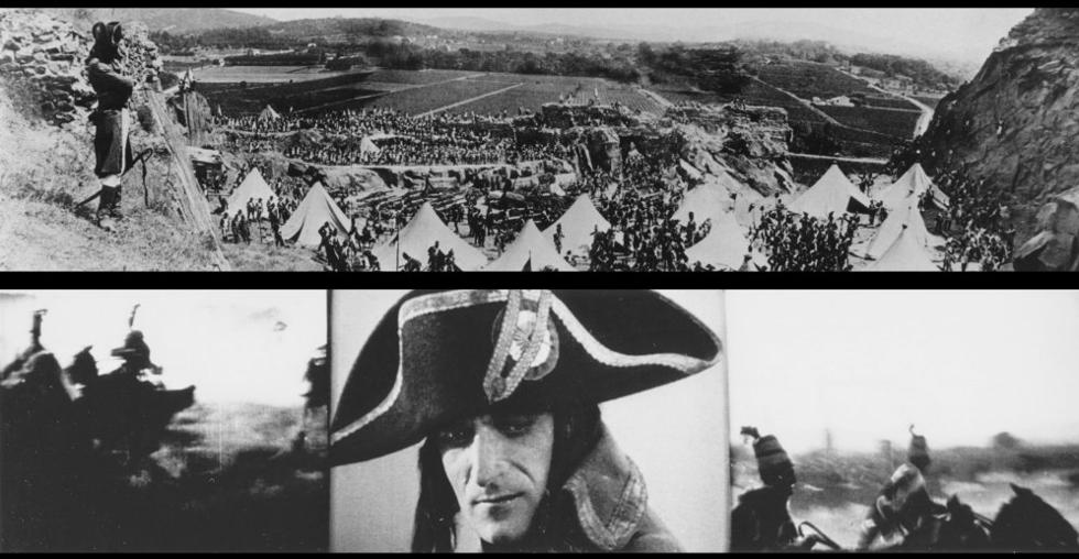 Varios fotogramas con el tríptico que Abel Gance diseñó para el final de la película.