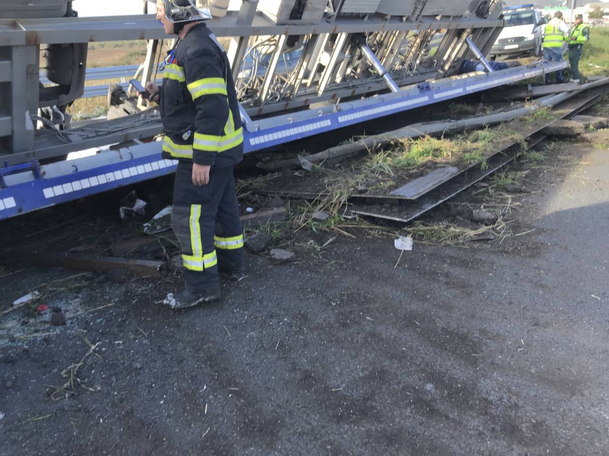 Fotos: Un tráiler vuelca enfrente de Valle Real