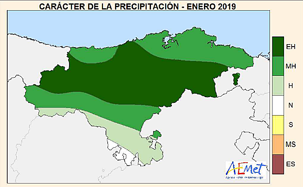 EH: Extremadamente húmedo: MH: Muy húmedo; H: húmedo; N: Normal; MS: Muy seco; ES: Extremadamente seco