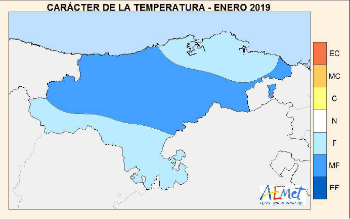 EC: Extremadamente cálido: MC: Muy cálido; N: Normal; F: Frío; MF: Muy frío; EF: Extremadamente frío.