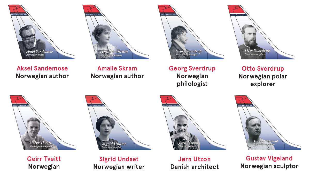 Imágenes de varias de las personalidades que la compañía aérea ha destacado en sus aviones.