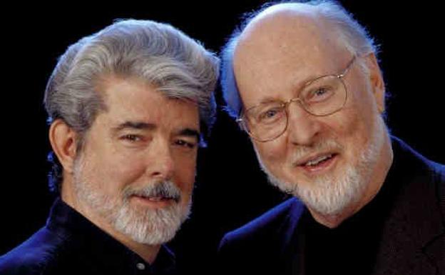 George Luca y John Williams, autor de la banda sonora de La Guerra de las Galaxias 