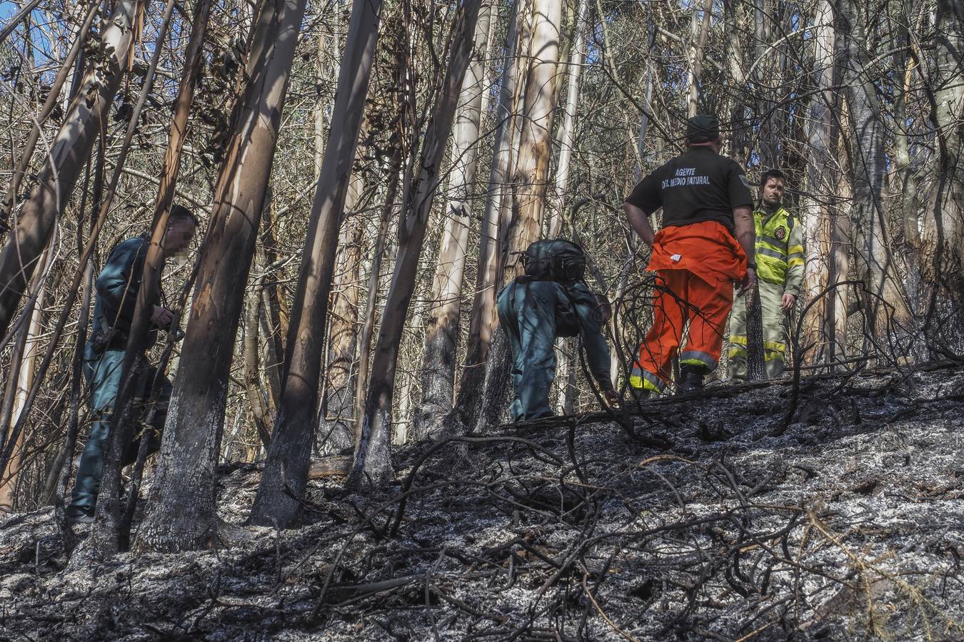 Una brigada de investigación de incendios y la Guardia Civil tratan de esclarecer el origen del fuego de Ramales