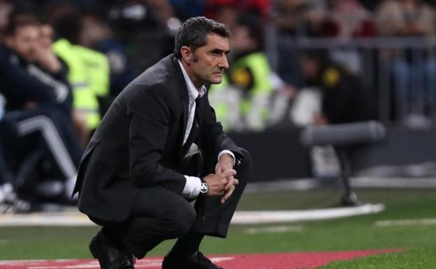 Ernesto Valverde durante el partido de su equipo frente al Real Madrid.