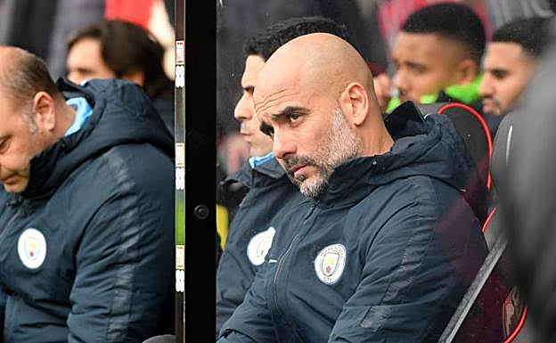 Pep Guardiola, durante un partido del City.