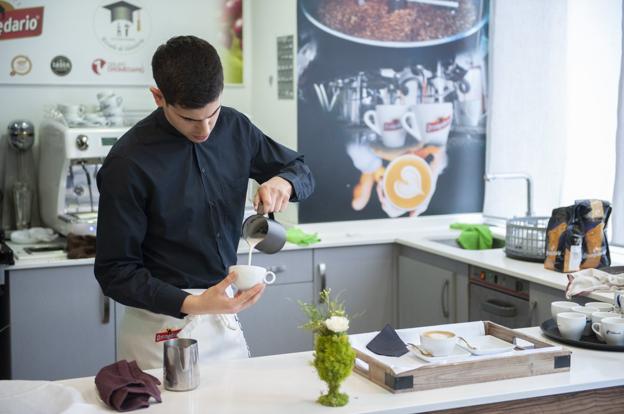 Miguel Sáez, durante la prueba de café.