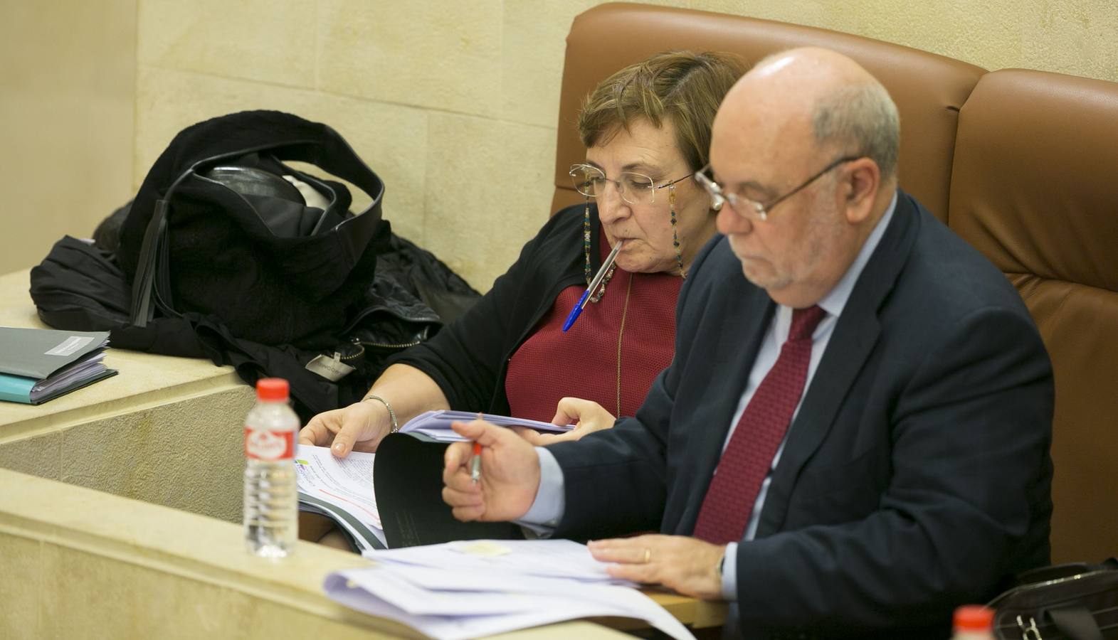 Luissa Real y Juan José Sota, en una sesión en el Parlamento de Cantabria 