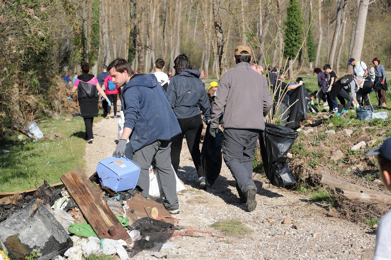 Fotos: Los voluntarios retiran plástico y limpian del río Saja