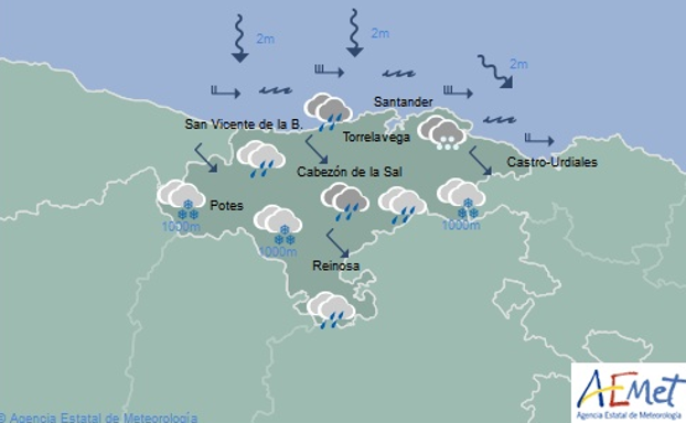 Tiempo previsto para este miércoles.