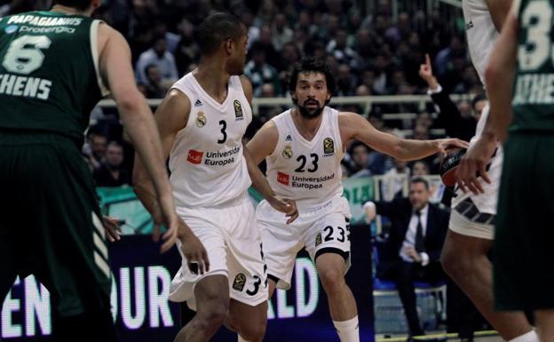 Sergio Llull, durante un partido contra el Panathinaikos. 