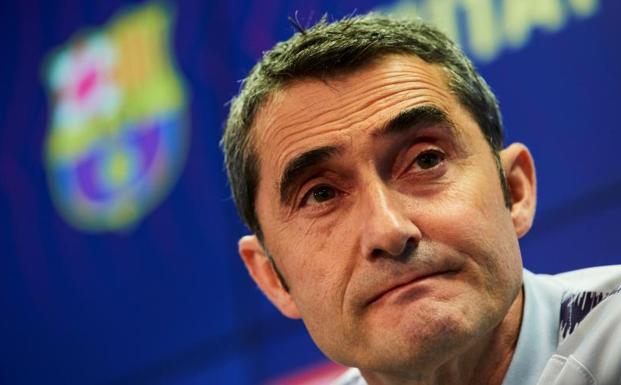 Ernesto Valverde, durante la rueda de prensa. 