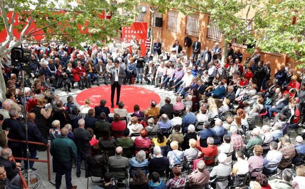 El presidente del Gobierno y candidato del PSOE, Pedro Sánchez, durante un acto este lunes en Madrid.