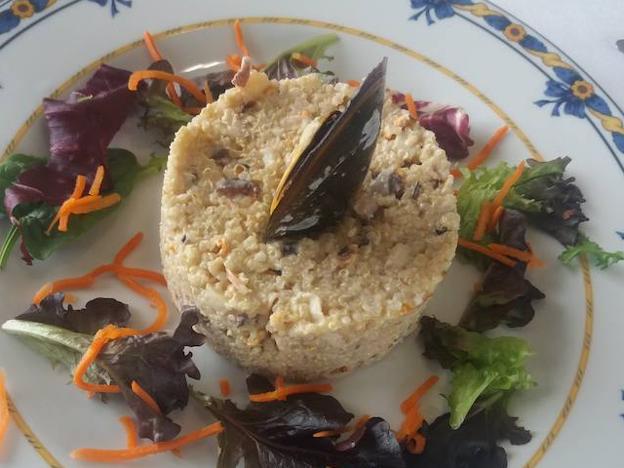 Ensaladilla de quinoa, pulpo y mejillones.