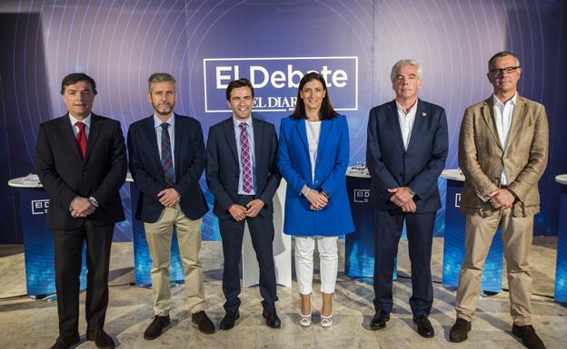 Guillermo Pérez-Cosío (Vox), Javier Ceruti (Cs), Pedro Casares (PSOE), Gema Igual (PP), José María Fuentes-Pila (PRC) y Miguel Saro (Unidas por Santander).