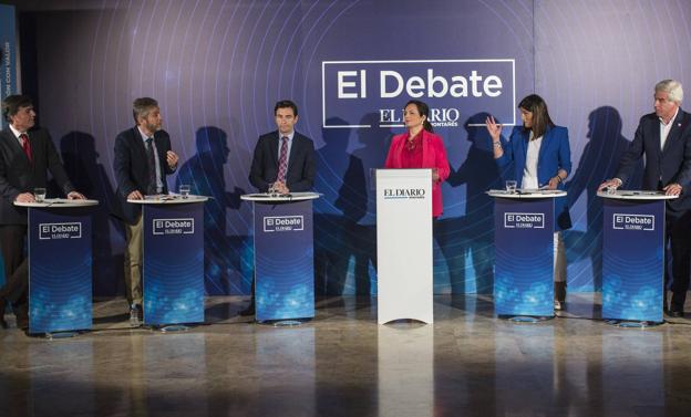 Un momento del debate de los candidatos a la Alcaldía de Santander, organizado por El Diario en el hotel Santemar. :