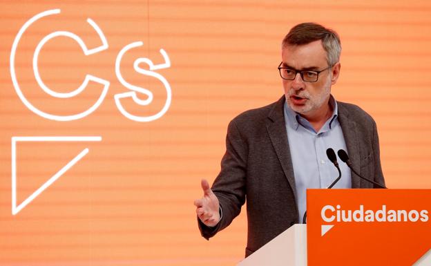 El secretario general de Ciudadanos, José Manuel Villegas, hoy en la sede del partido. 