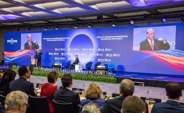 Ángel Gurría, secretario general de la OCDE, en su intervención durante la última cumbre ministerial. 