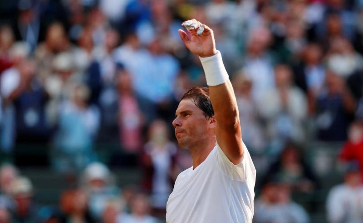 Nadal celebra su victoria ante Sugita. 