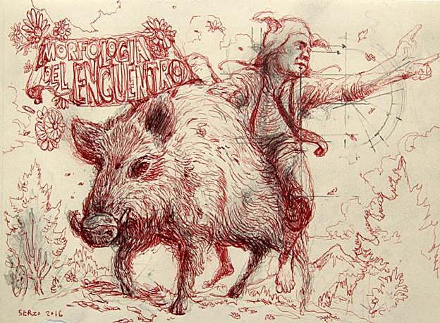 'Victorioso camino'. Lápiz y bolígrafo sobre papel . 