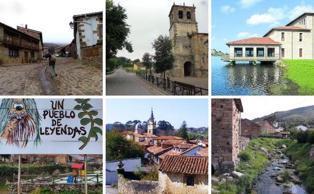 Arriba, de izquierda a derecha, Loma Somera, Llanos y Soano, Abajo, Barriopalacio de Anievas, La Iglesia y Cicera 