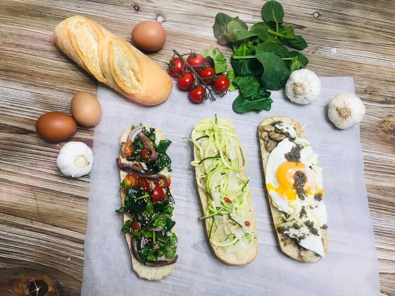 Resultado final de los tres bocadillos, ¡una cena diferente!