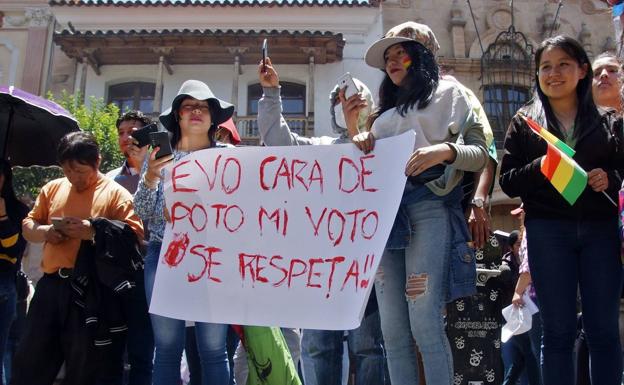 Manifestación opositora en la ciudad de Sucre. 