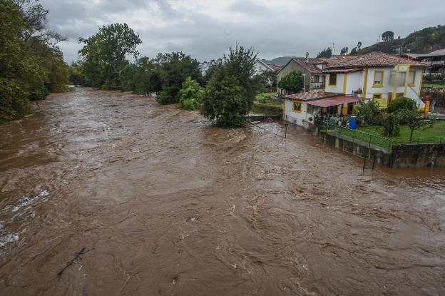 El río Saja, en las inmediaciones de Torrelavega durante la pasada semana.