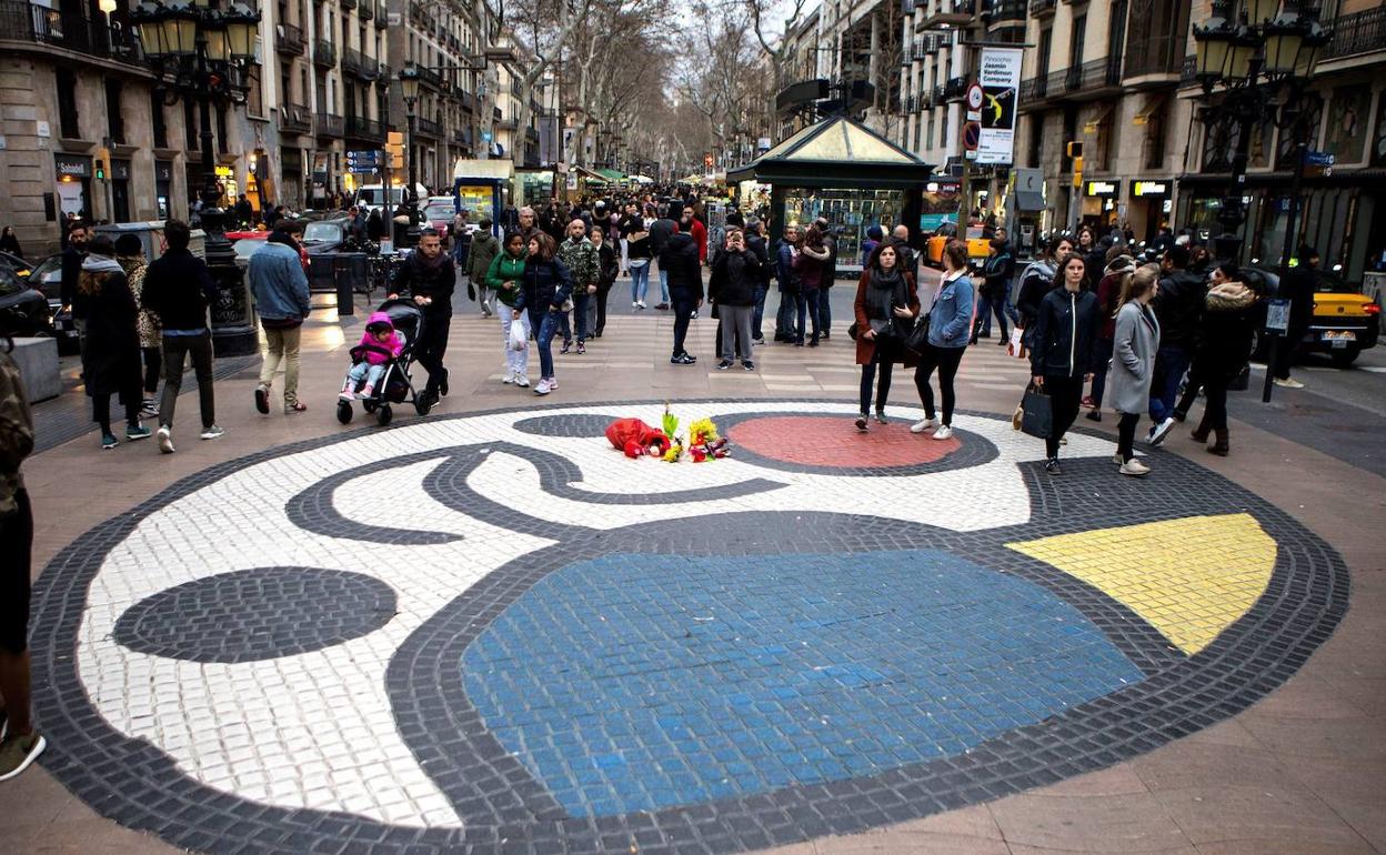 Lugar del atentado en Las Ramblas de Barcelona.