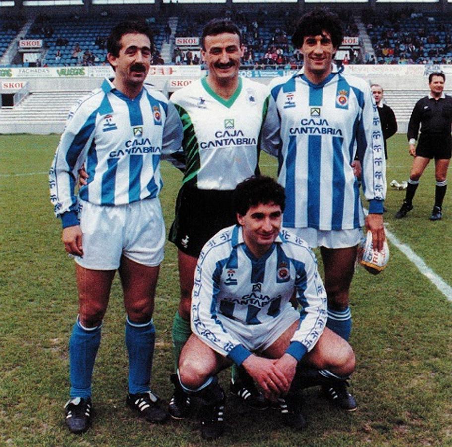 1991. Con Preciado, Tuto Sañudo y Vicky en un partido benéfico contra la droga entre Gimnástica y Racing.