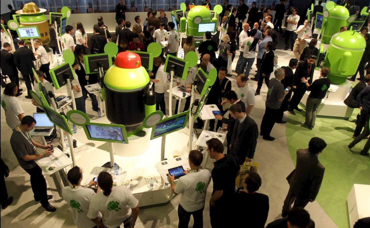 Vista del stand del sistema operativo Android durante una edición del Mobile World Congress en Barcelona.