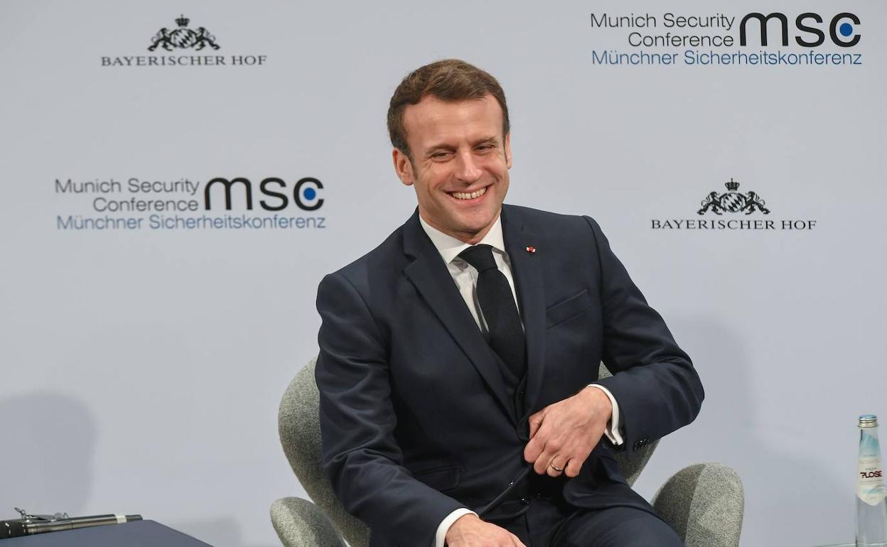 El presidente francés, Emmanuel Macron, en la Conferencia de Seguridad de Múnich. 