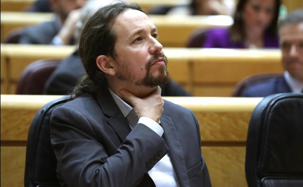 El vicepresidente Pablo Iglesias en la sesión de control al Gobierno en el Senado hace una semana.