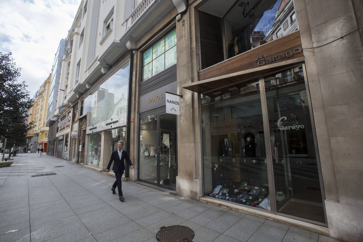 El centro de Santander, el sábado, prácticamente sin gente. 