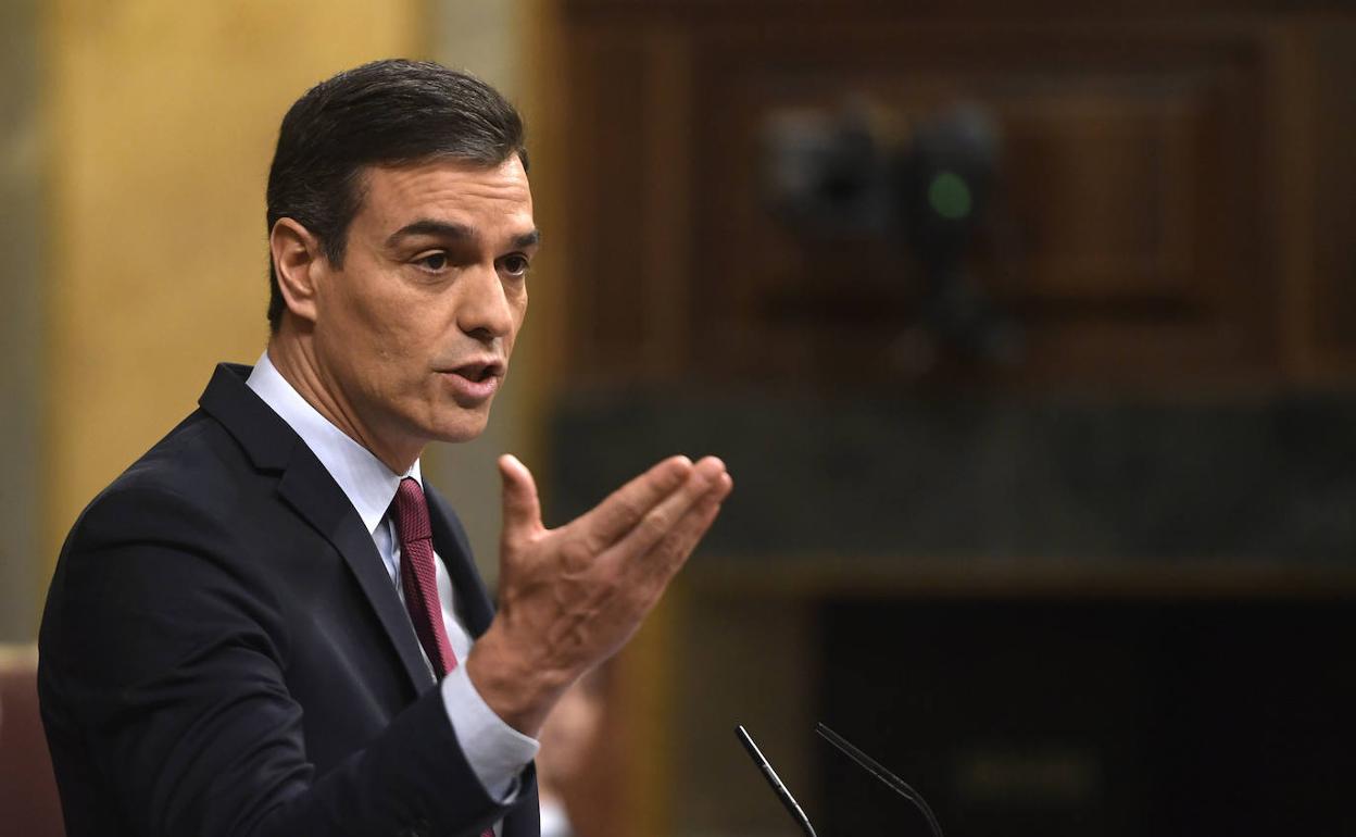 El presidente del Gobierno, Pedro Sánchez, en el Congreso. 