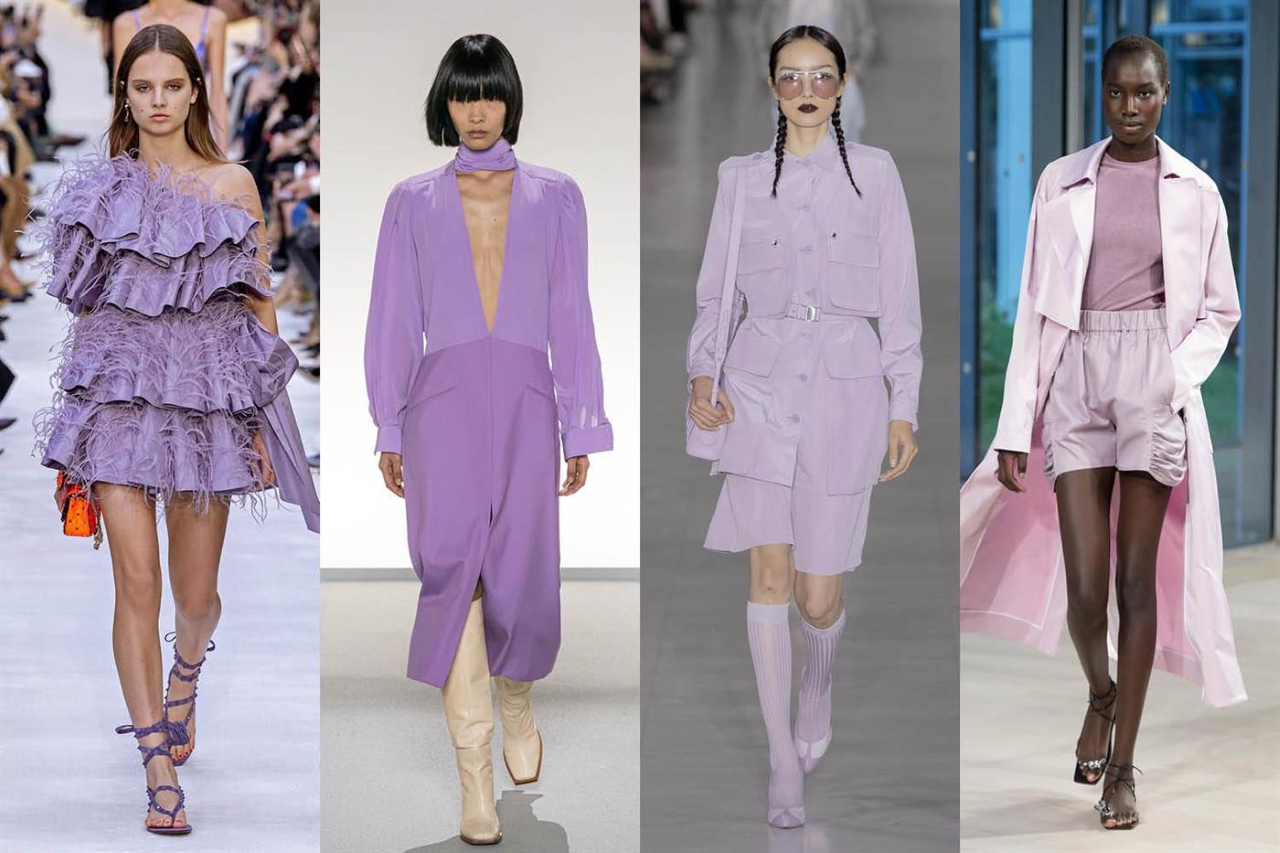 El 'total look' lavanda en diferentes versiones firmadas por Valentino, Givenchy, Max Mara y Tibi.