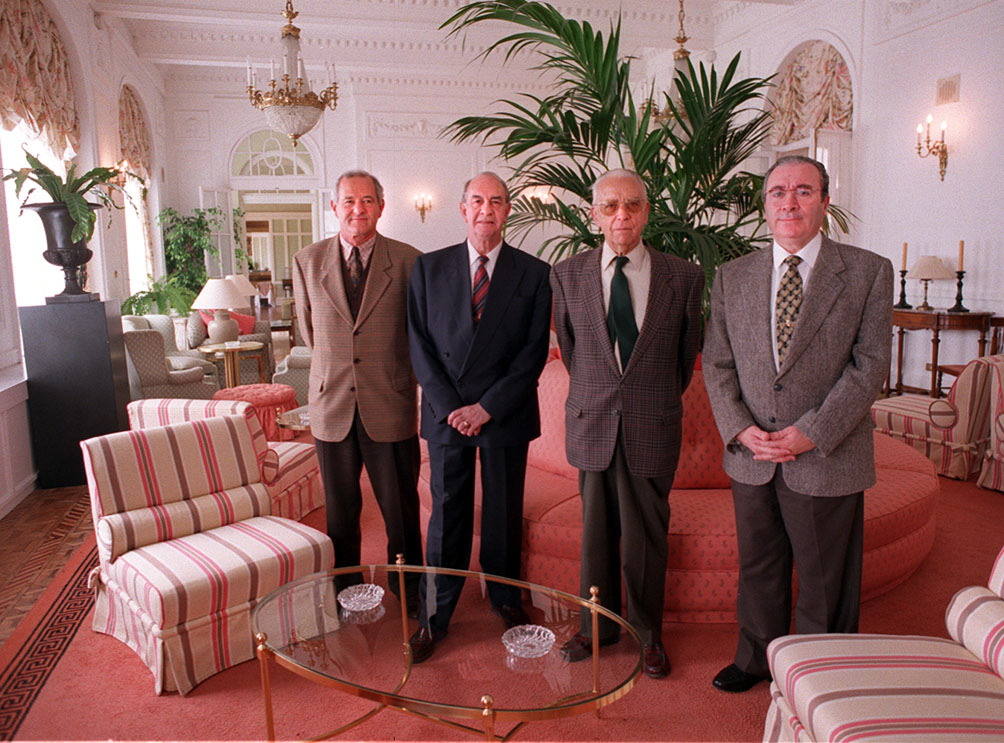 Reunión de presidentes de la Asamblea, de izquierda a derecha: Isaac Aja Muela, Guillermo Gómez Martínez Conde, Eduardo Obregón Barreda y Adolfo Pajares Compostizo 