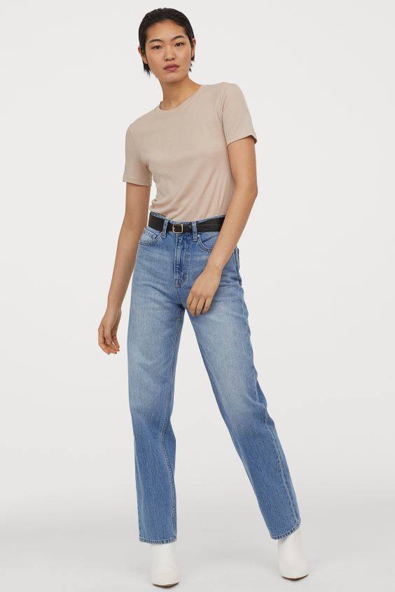 'Jeans straight high waist' de H&M, 39,99 euros.