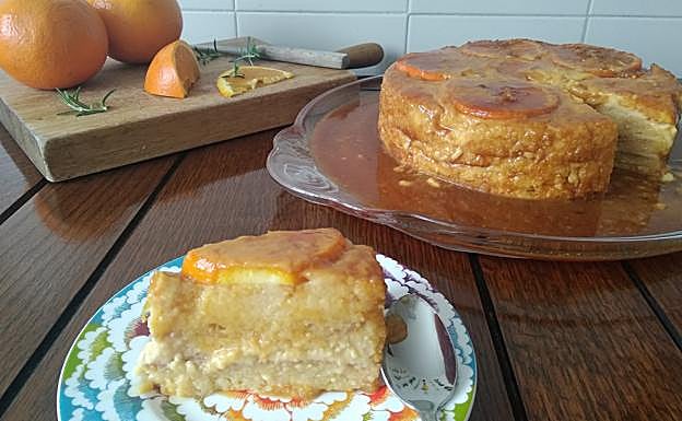 Tarta de sobao pasiego y naranja.