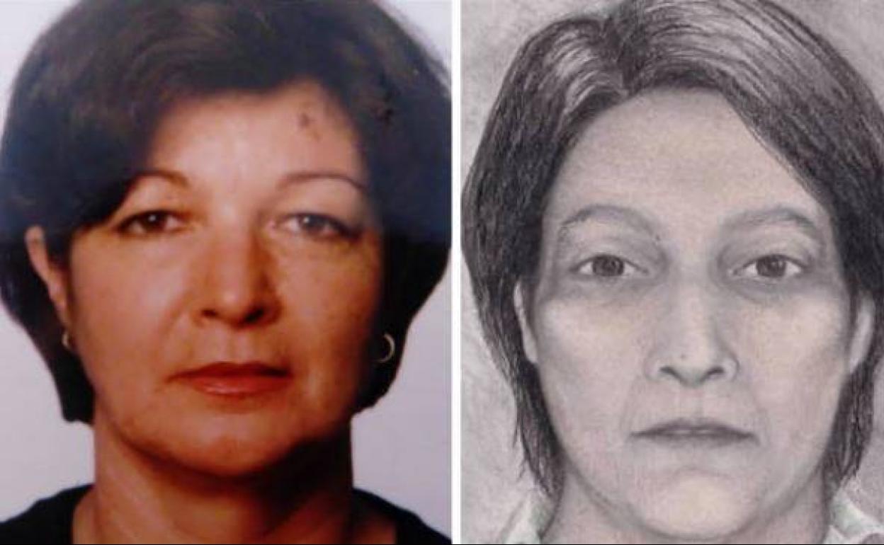 Una foto y un retrato robot: Blanca Mabel Otero Álvarez es la mujer de la izquierda, que desapareció en 1995 en León y envió una carta a su familia en el año 2000 acompañada de esa foto. A la derecha, retrato robot realizado del cadáver de la mujer que apareció en la Playa del Camello en junio de 2001. 