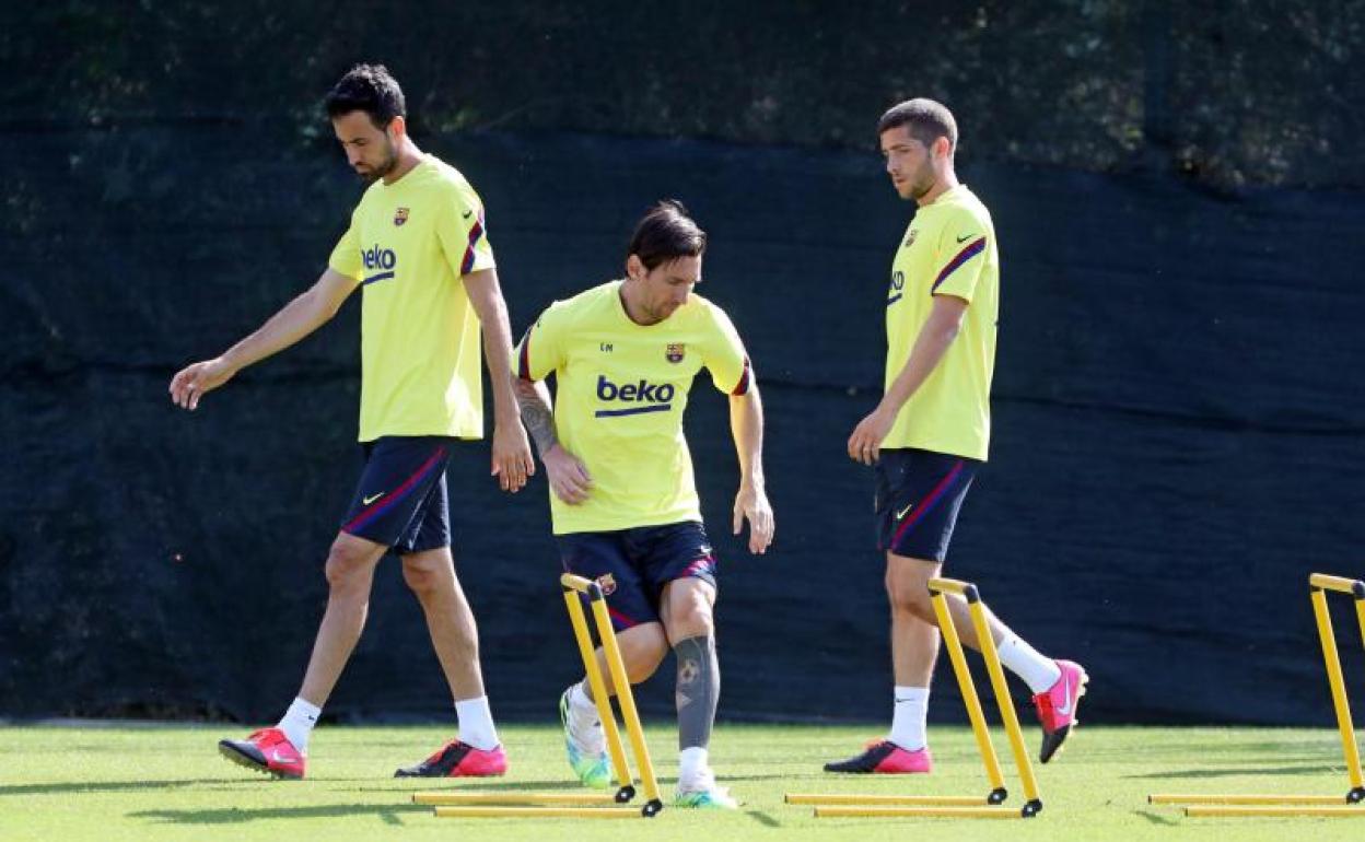Messi, en una sesión de entrenamiento del Barça. 