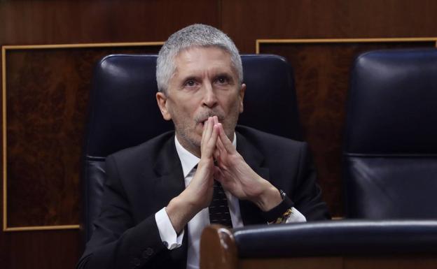 El ministro del Interior, Fernando Grande-Marlaska, durante el pleno del Congreso.