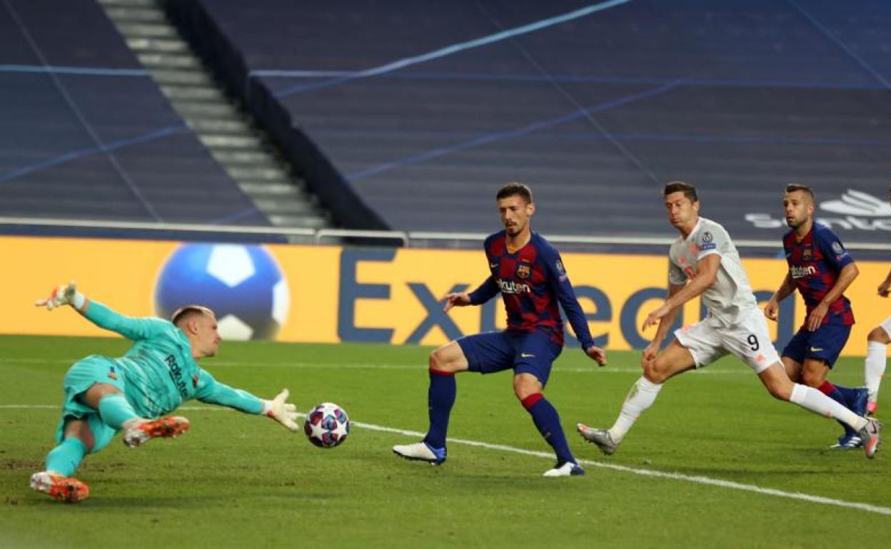 Marc-André ter Stegen, durante el partido del Barça contra el Bayern en Champions. 