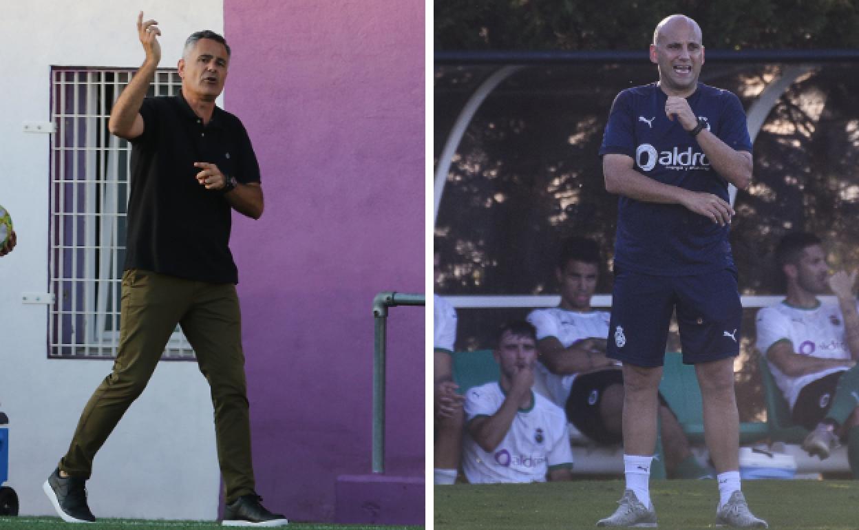 Manu Calleja (izquierda) y Javier Rozada se miden este sábado en un amistoso que sirve de aperitivo al derbi de esta campaña en Segunda B.