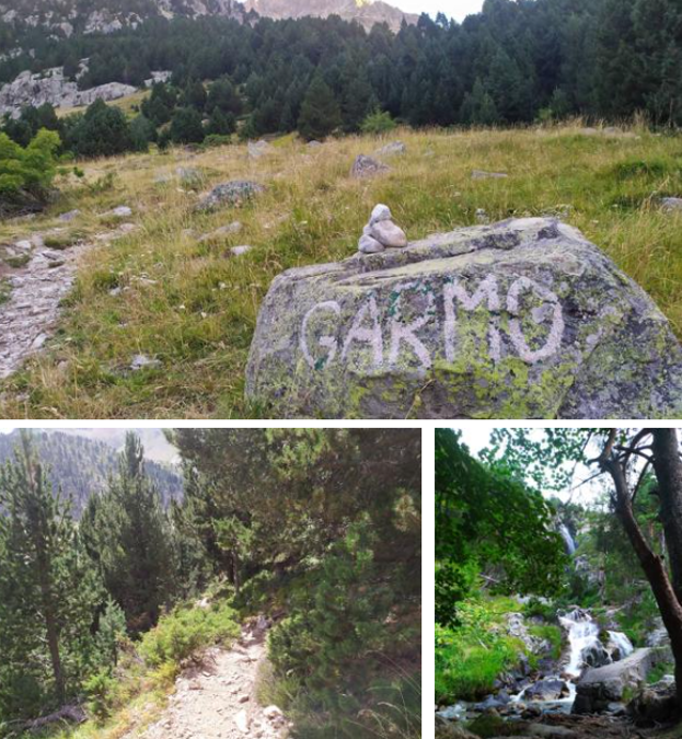 La Malleta baja, el bosque del tramo inicial de la subida y la cascada del Argualas.