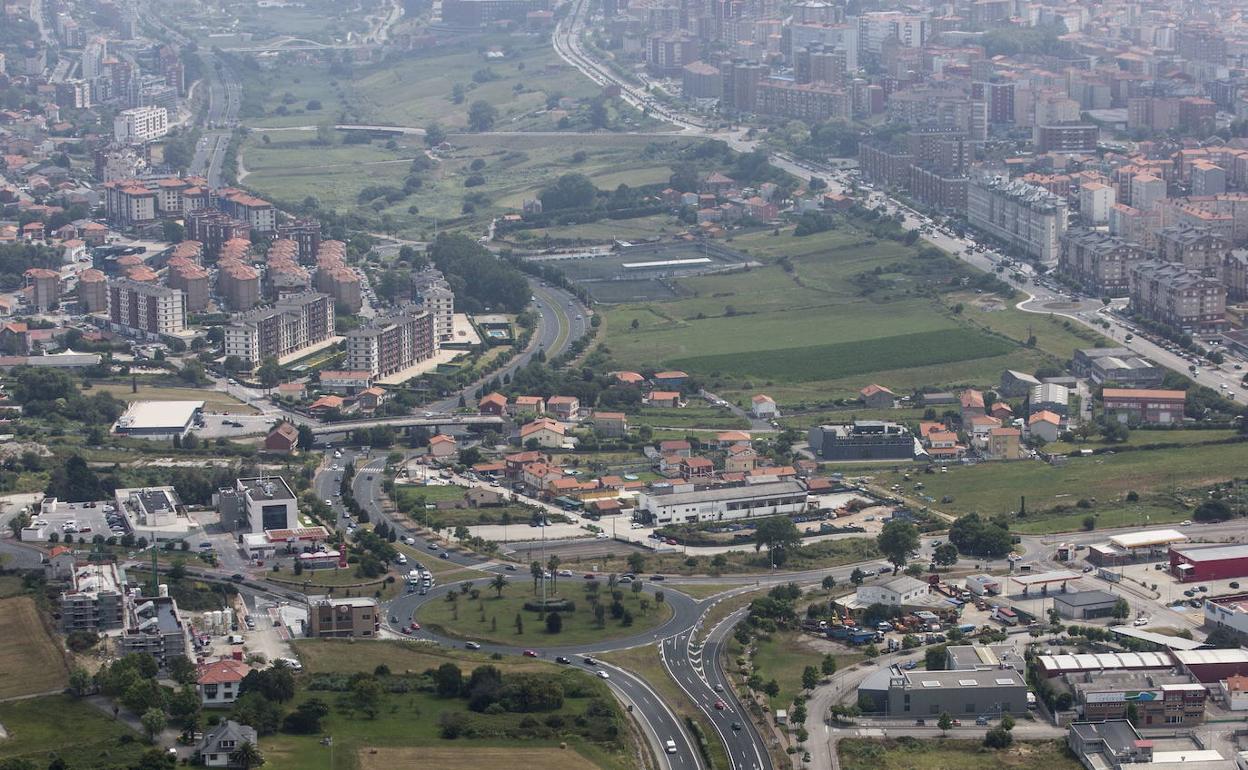 Área de Las Llamas y de la avenida de Los Castros, contemplada desde un helicóptero