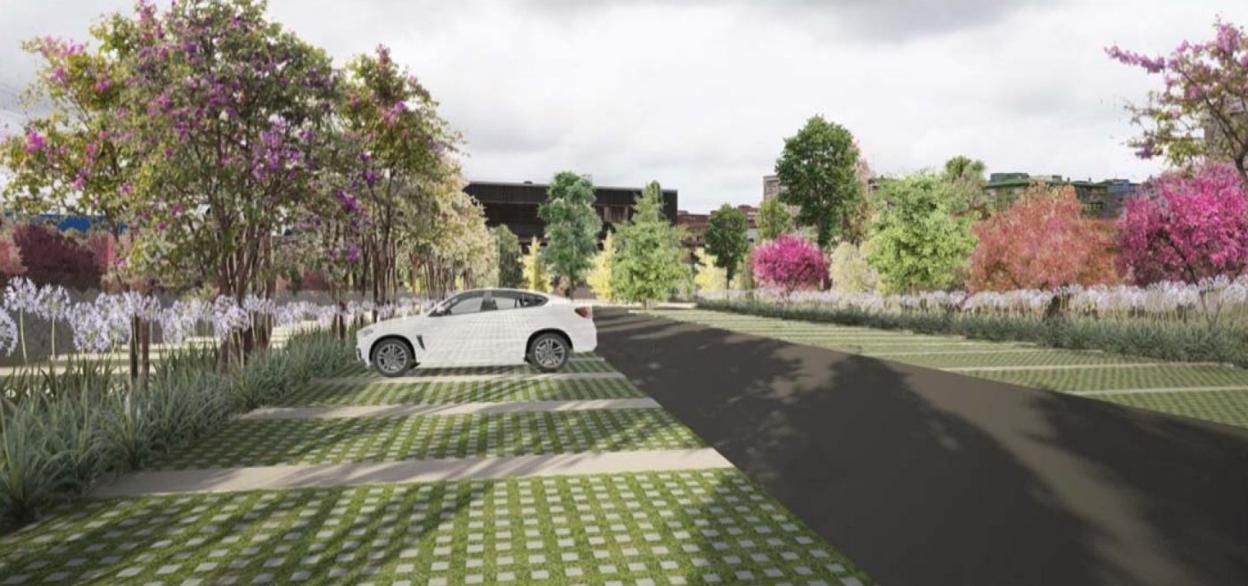 Recreación de cómo quedará el aparcamiento de La Vidriera, según el proyecto del Ayuntamiento. dm